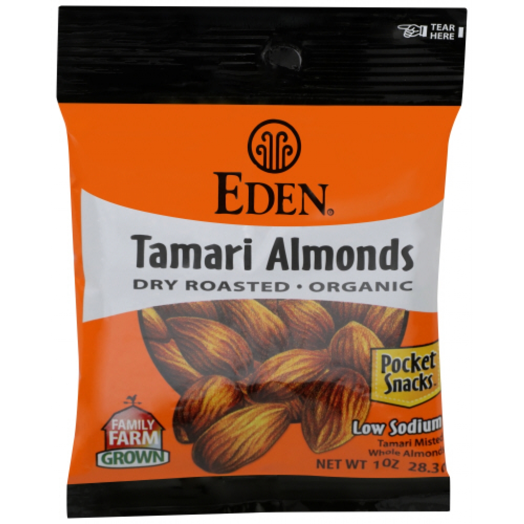 Organic Tamari Almonds Pocket Snacks - Healthy and Delicious, 1 oz