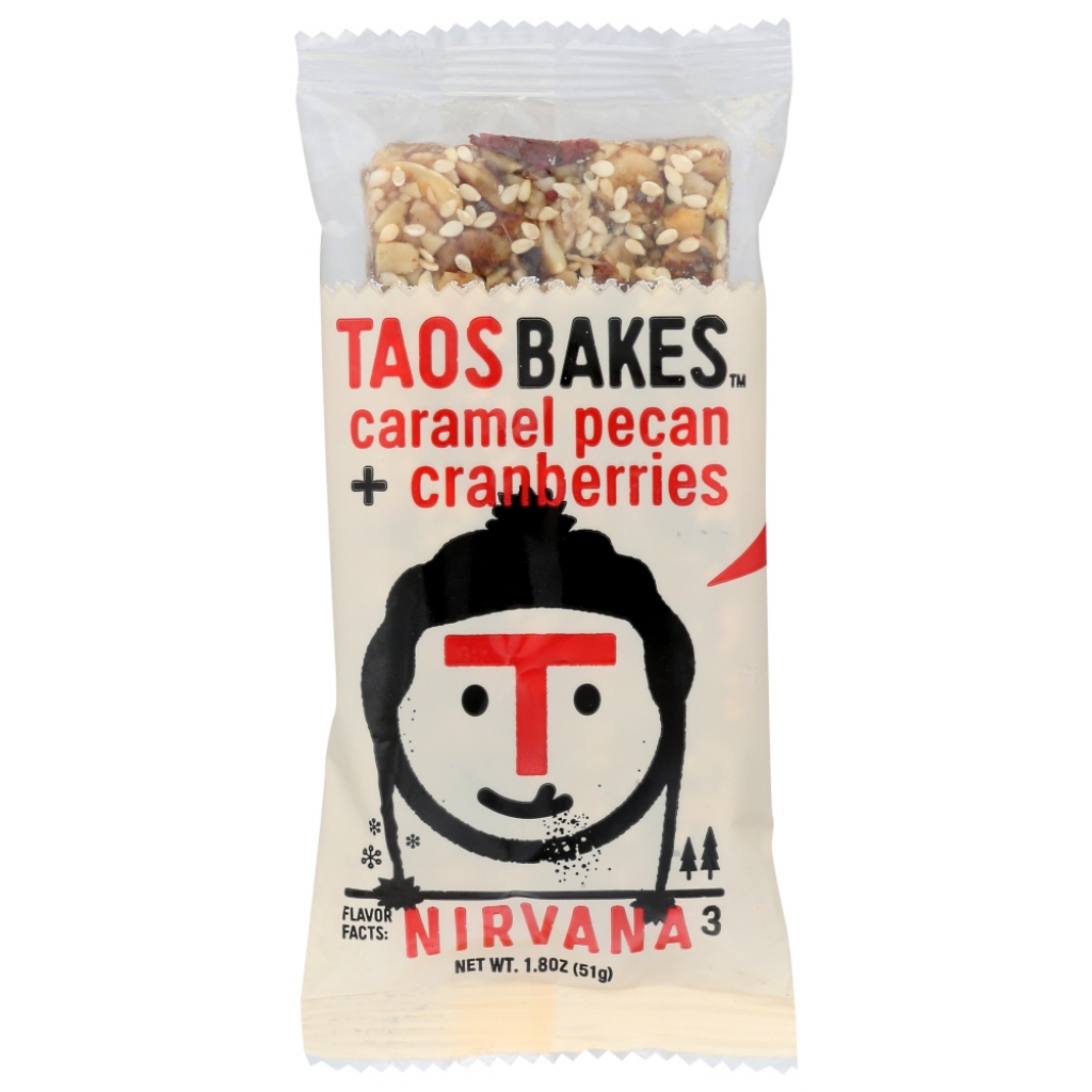 TAOS BAKES Bar with Caramel, Pecan & Cranberry, 1.8 Oz