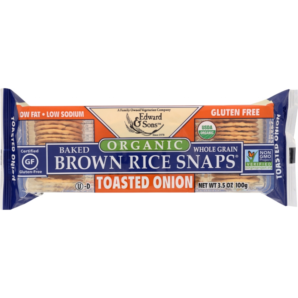 Organic Toasted Onion Baked Brown Rice Snaps - 3.5 oz