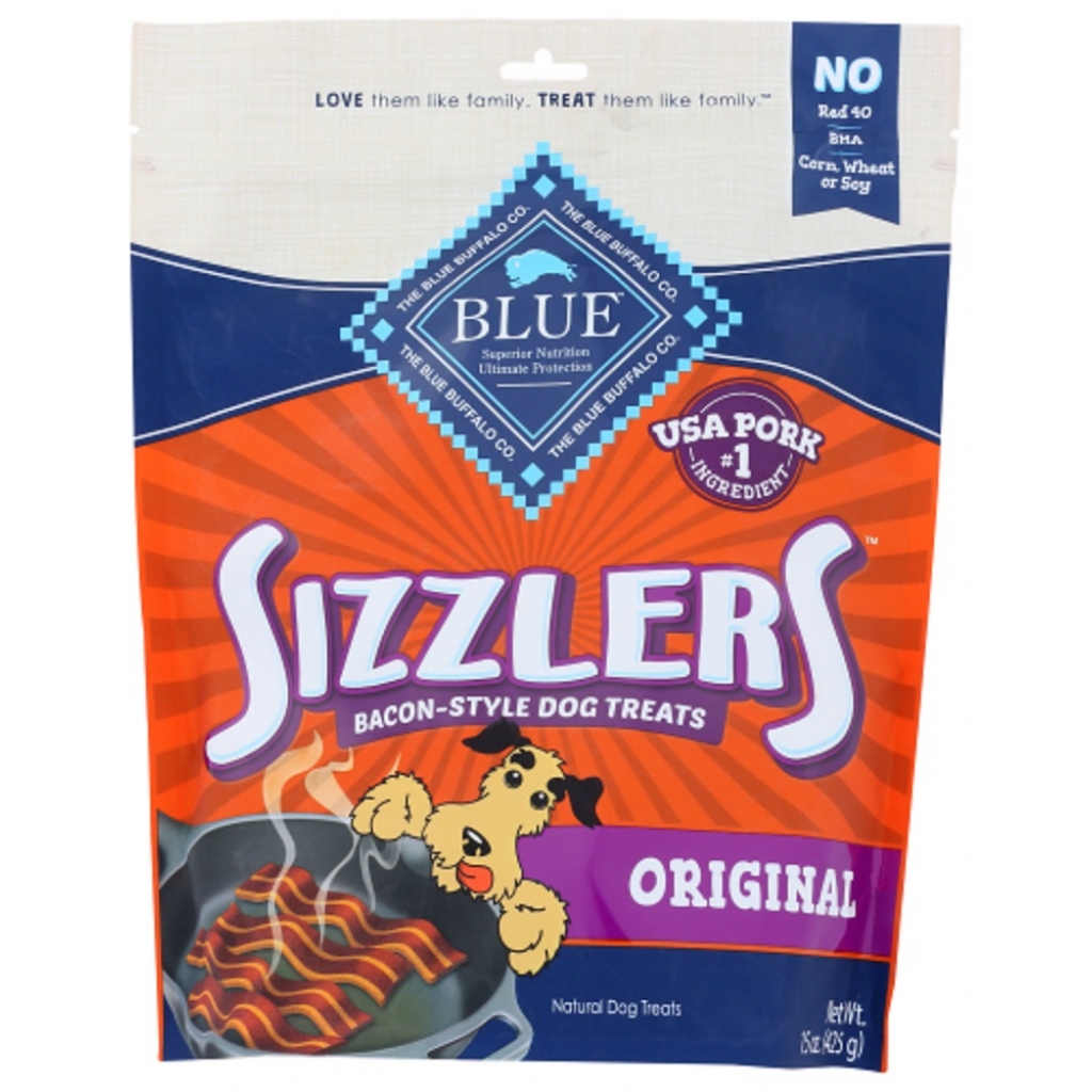 BLUE Sizzlers Original Bacon-Style Dog Treats, 15 oz