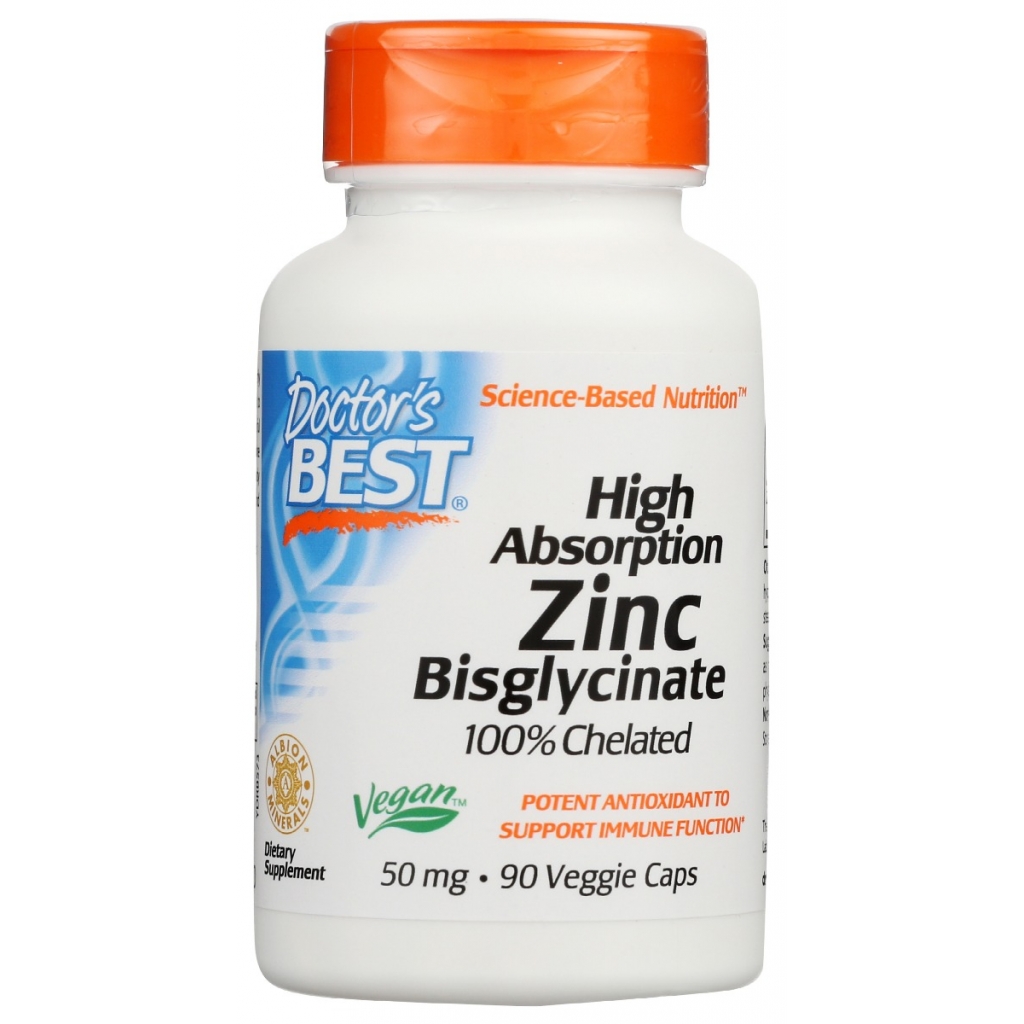 High Absorption Zinc Bisglycinate - 50 mg, 90 Vegan Capsules