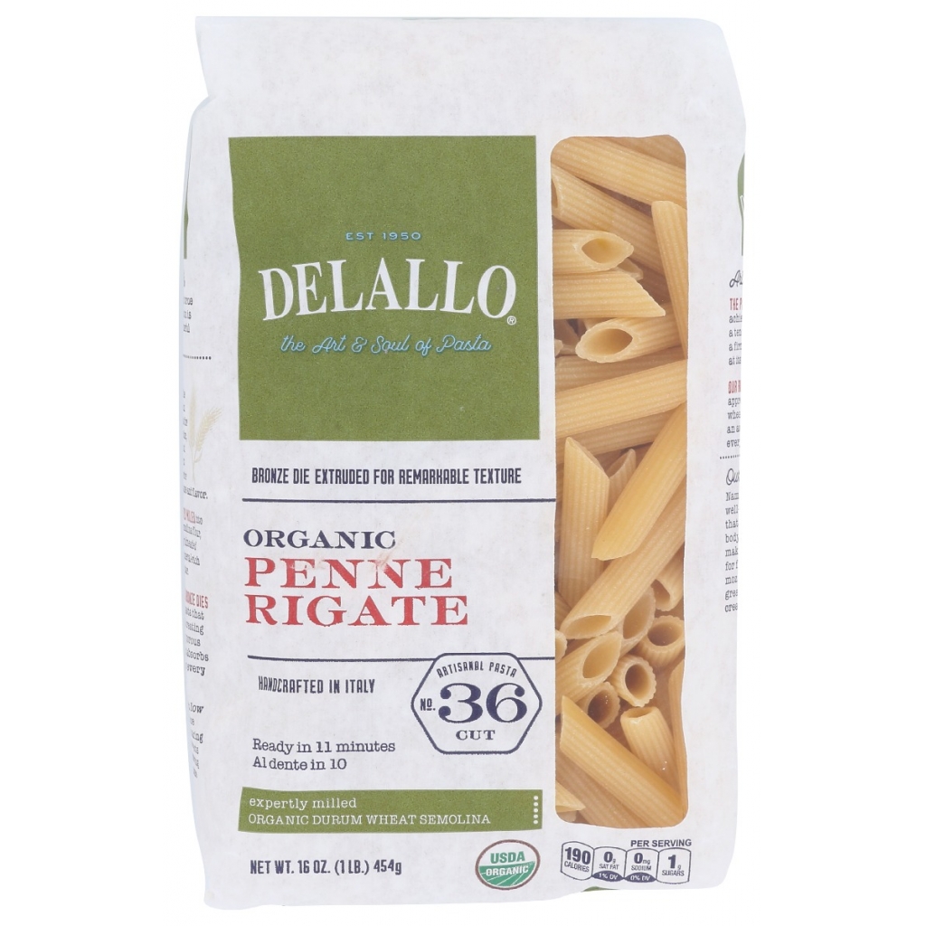 Organic Semolina Penne Rigati Pasta - Ideal for Flavorful Sauces