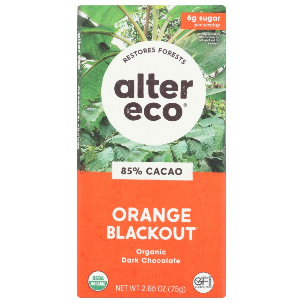 Orange Blackout Dark Chocolate Bar - 2.65 Oz