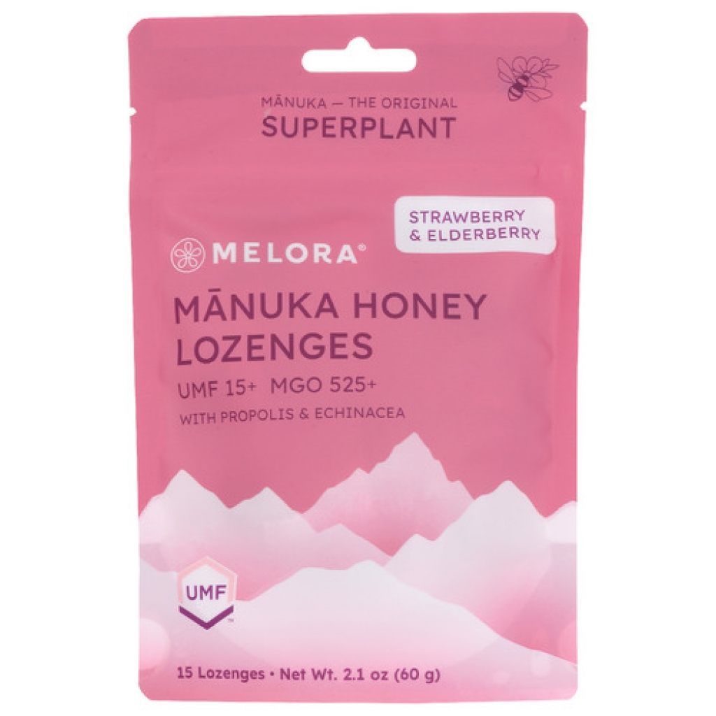 Manuka Honey Lozenges with Elderberry and Strawberry - 2.1 oz