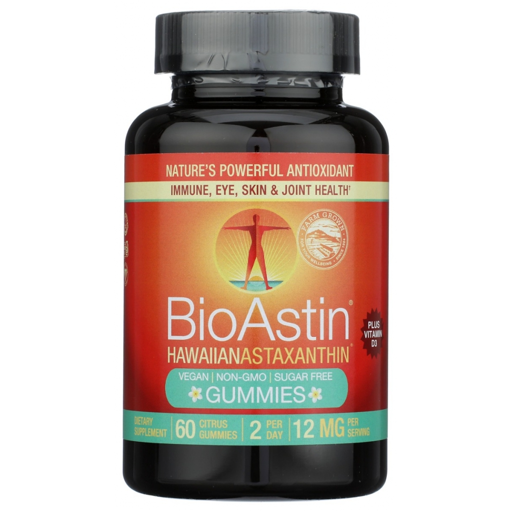 BioAstin Hawaiian Astaxanthin Gummies with Vitamin D3, 60 ct