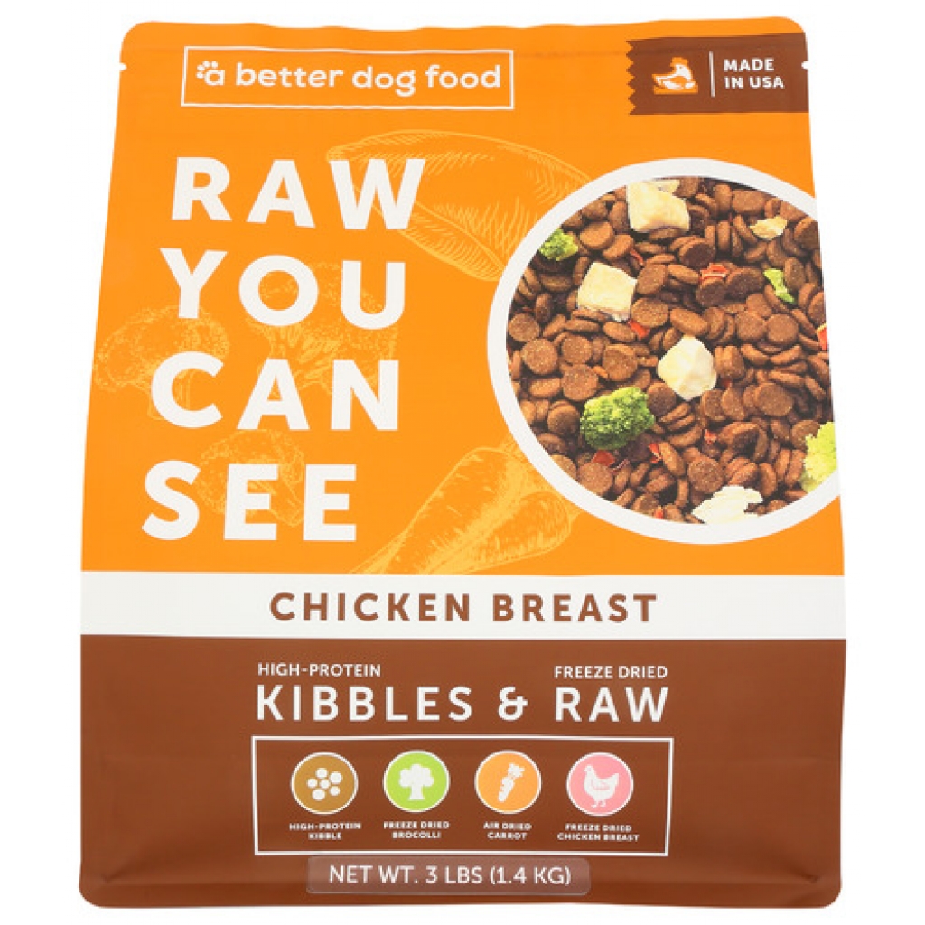 High-Quality Kibbles and Raw Chicken Breast Dog Food