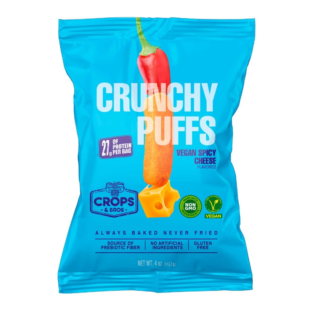 Delicious Vegan Spicy Cheese Crunchy Puffs, 4 oz