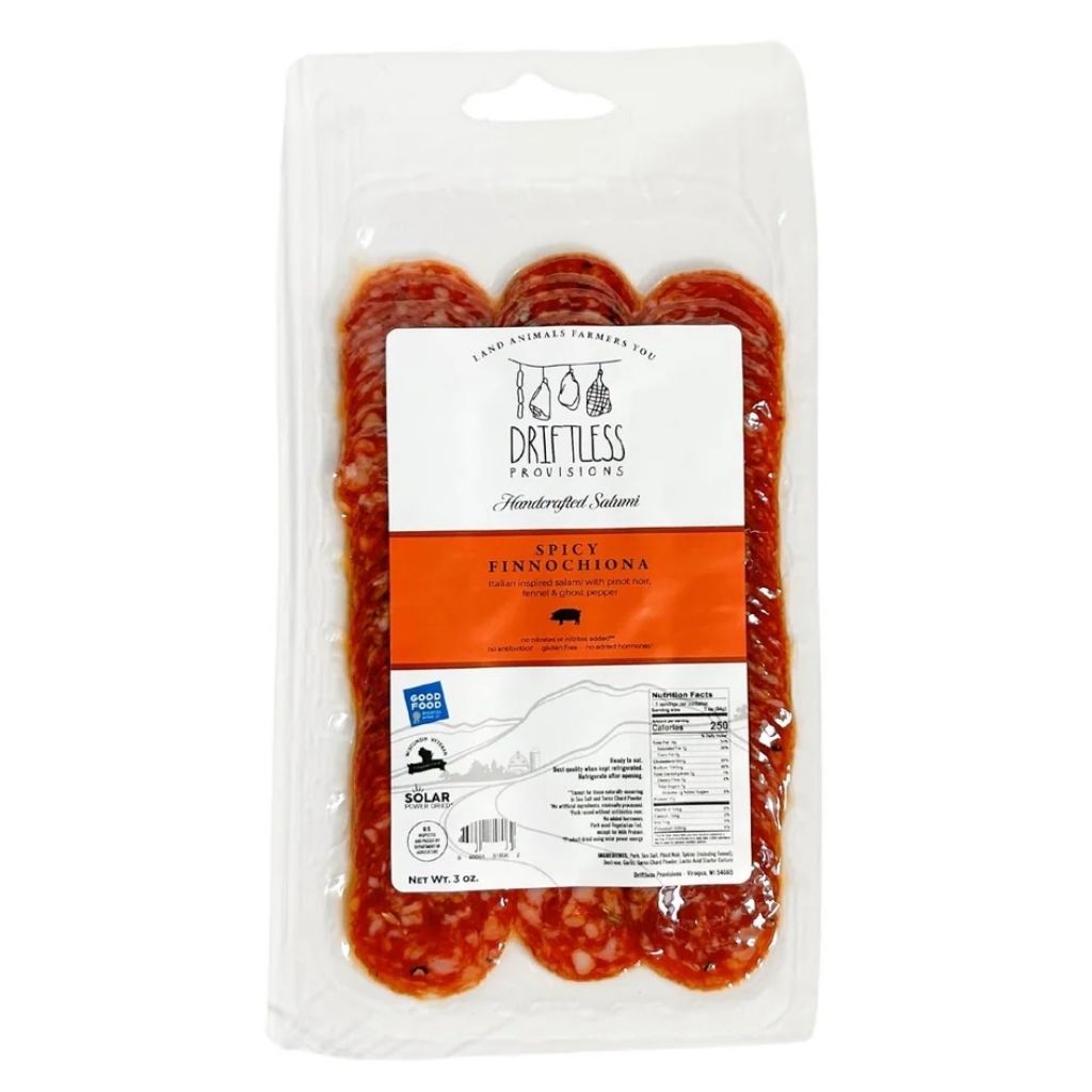 Pre-Sliced Spicy Finnochiona Salami - 3 oz