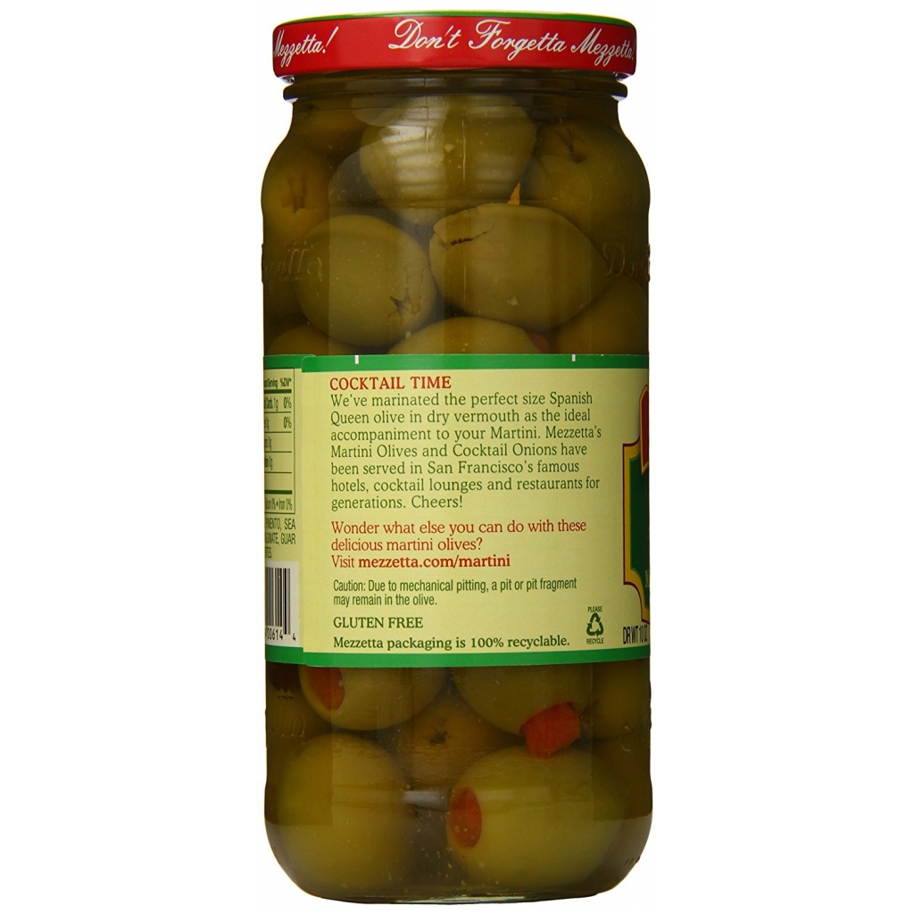 Spanish Queen Martini Olives, Marinated with Dry Vermouth, 10 oz