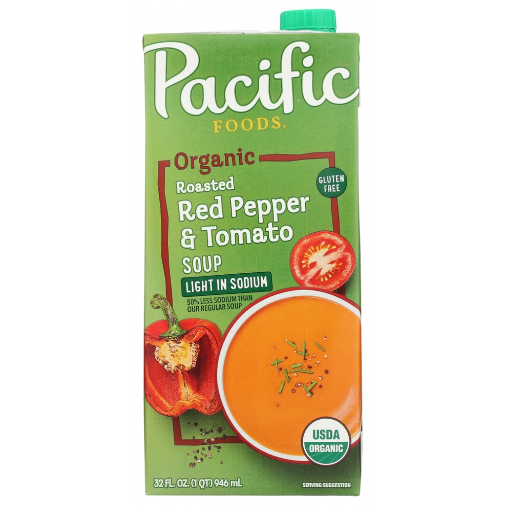 Organic Light Sodium Roasted Red Pepper and Tomato Soup, 32 oz