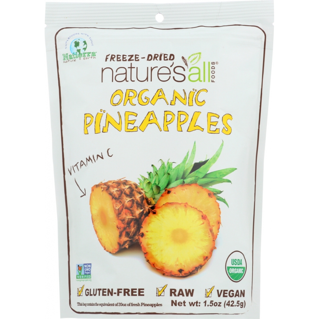 Nutritious Organic Freeze-Dried Pineapples, 1.5 oz