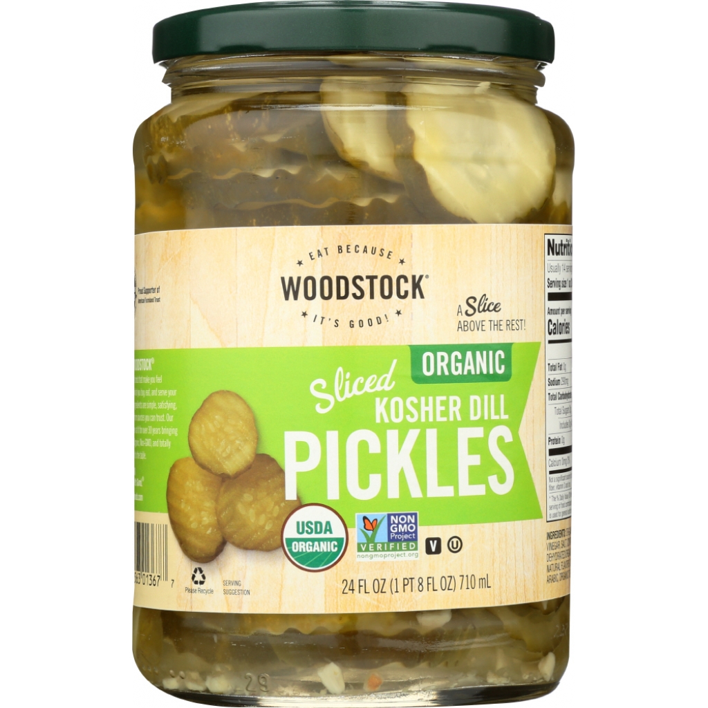 Organic Kosher Sliced Dill Pickles - Authentic Crunch, 24 oz