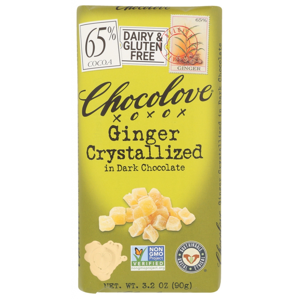 Dark Chocolate Bar with Crystallized Ginger - 3.2 oz