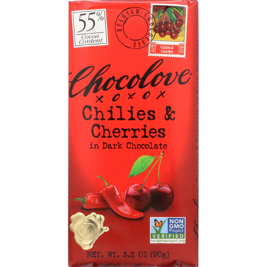 Chilies & Dried Cherries in Dark Chocolate - 3.2 oz