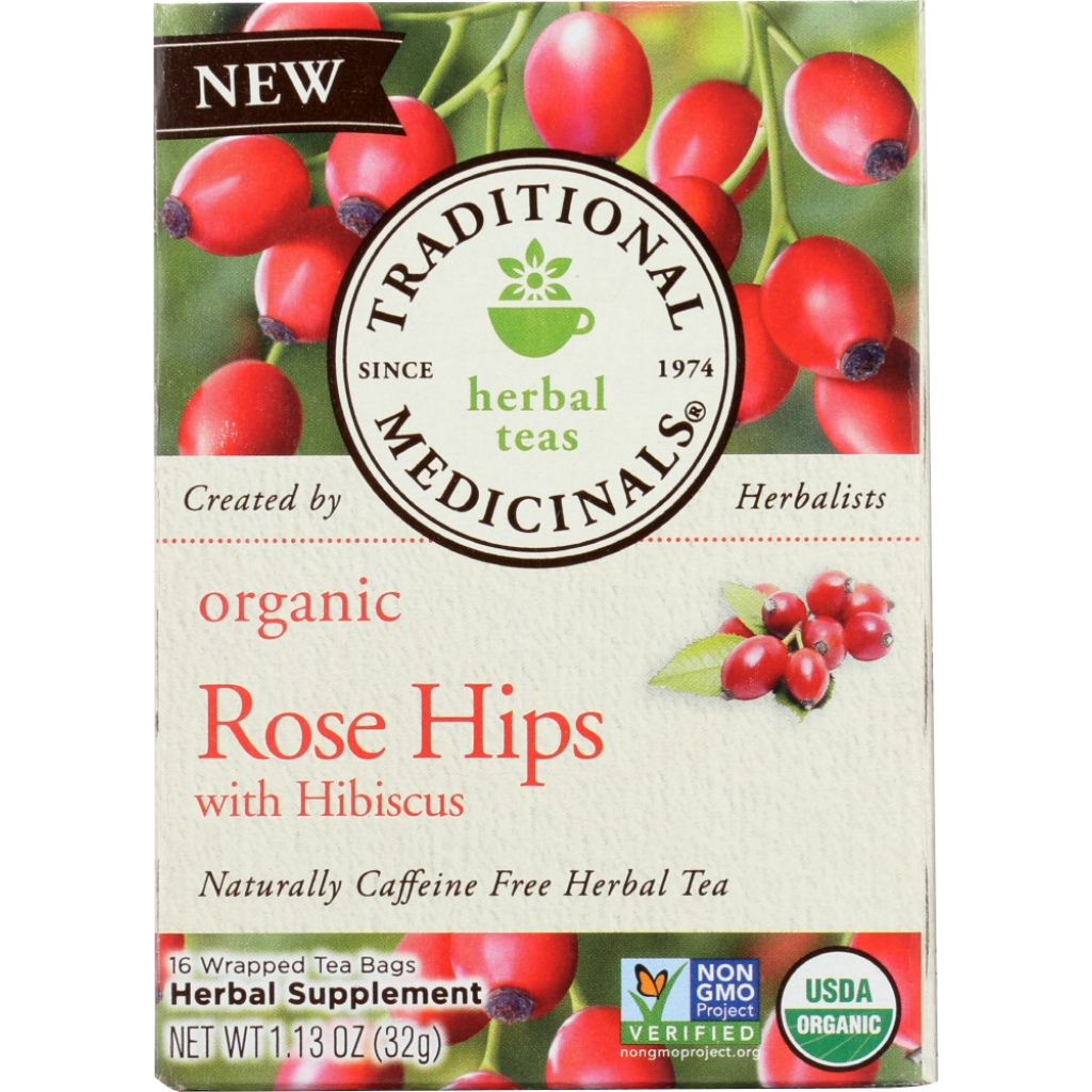 Organic Tea Rose Hips and Hibiscus Tea, 16 Bags