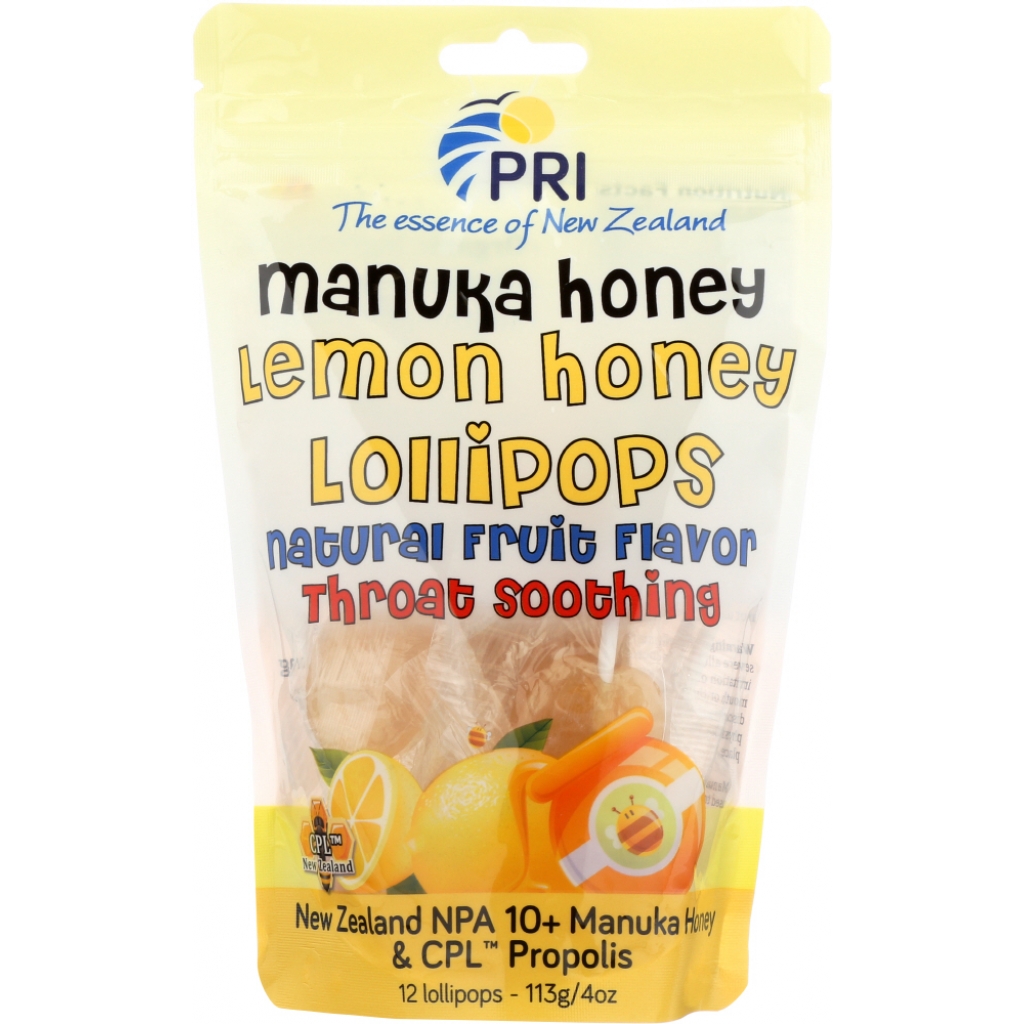 Throat Soothing Lollipops, Lemon & Honey, 12 Counts, 4 oz