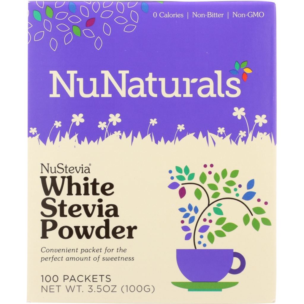 NuNaturals White Stevia Powder Sweetener - 100 Packets