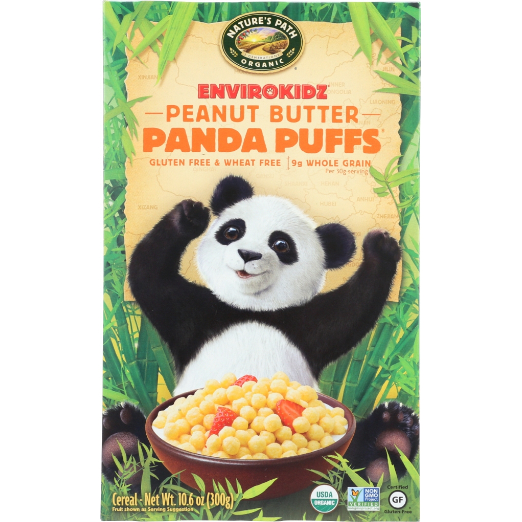 Organic Peanut Butter Panda Puffs Cereal, 10.6 oz