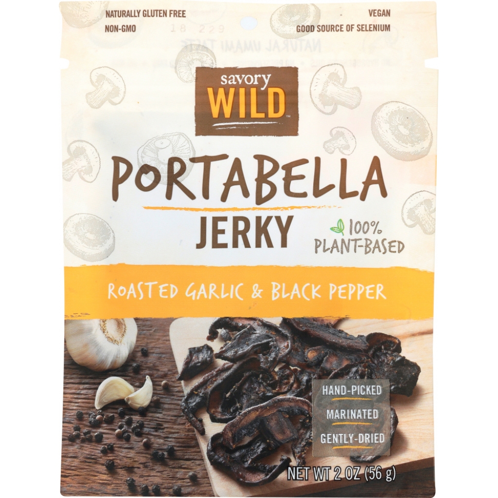 Savory Roasted Garlic & Black Pepper Portabella Jerky