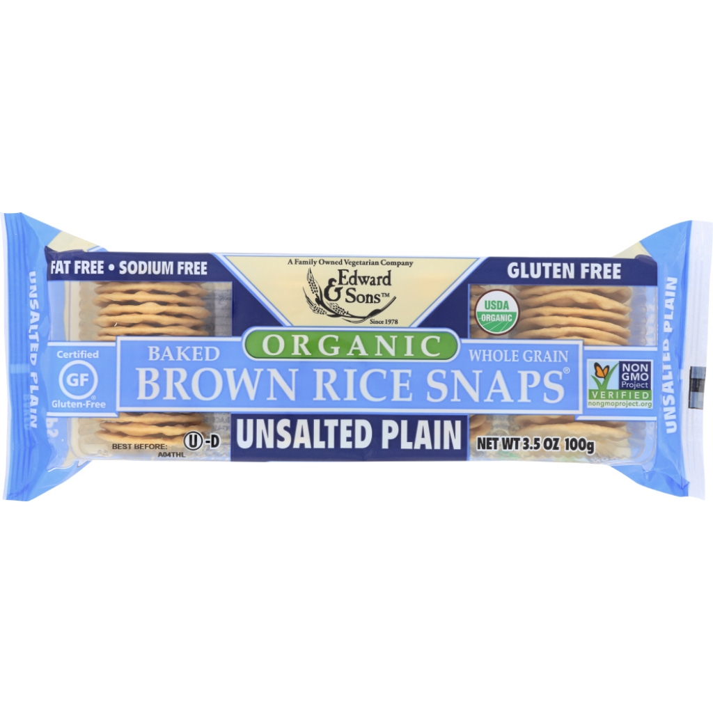 Organic Unsalted Brown Rice Snaps, 3.5 oz