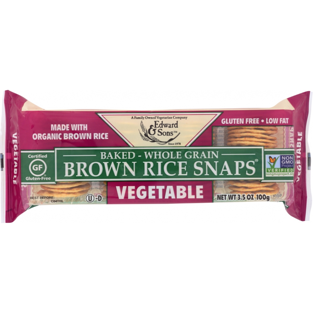 Baked Brown Rice Snaps Vegetable - Wholesome Snack, 3.5 oz