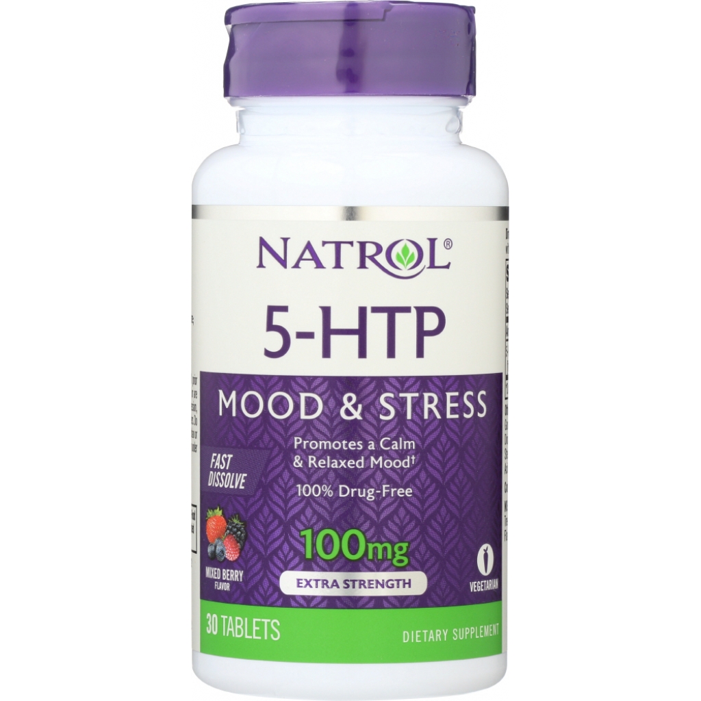 5-HTP Wild Berry Flavor Supplement, 100 mg, 30 Tablets