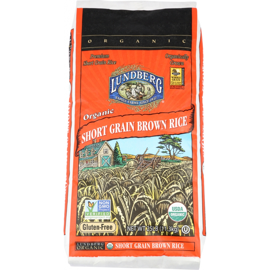 Premium Organic Short Grain Brown Rice, 25 lb