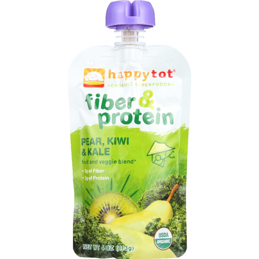 Organic Fiber & Protein Baby Food - Pears, Kiwi & Kale, 4 oz