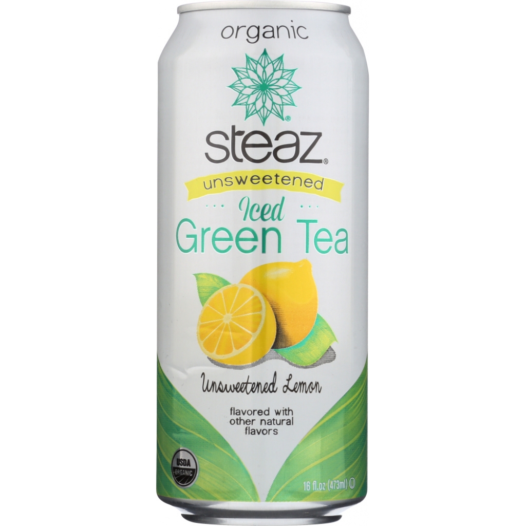 Organic Unsweetened Iced Green Tea with Lemon - 16 oz