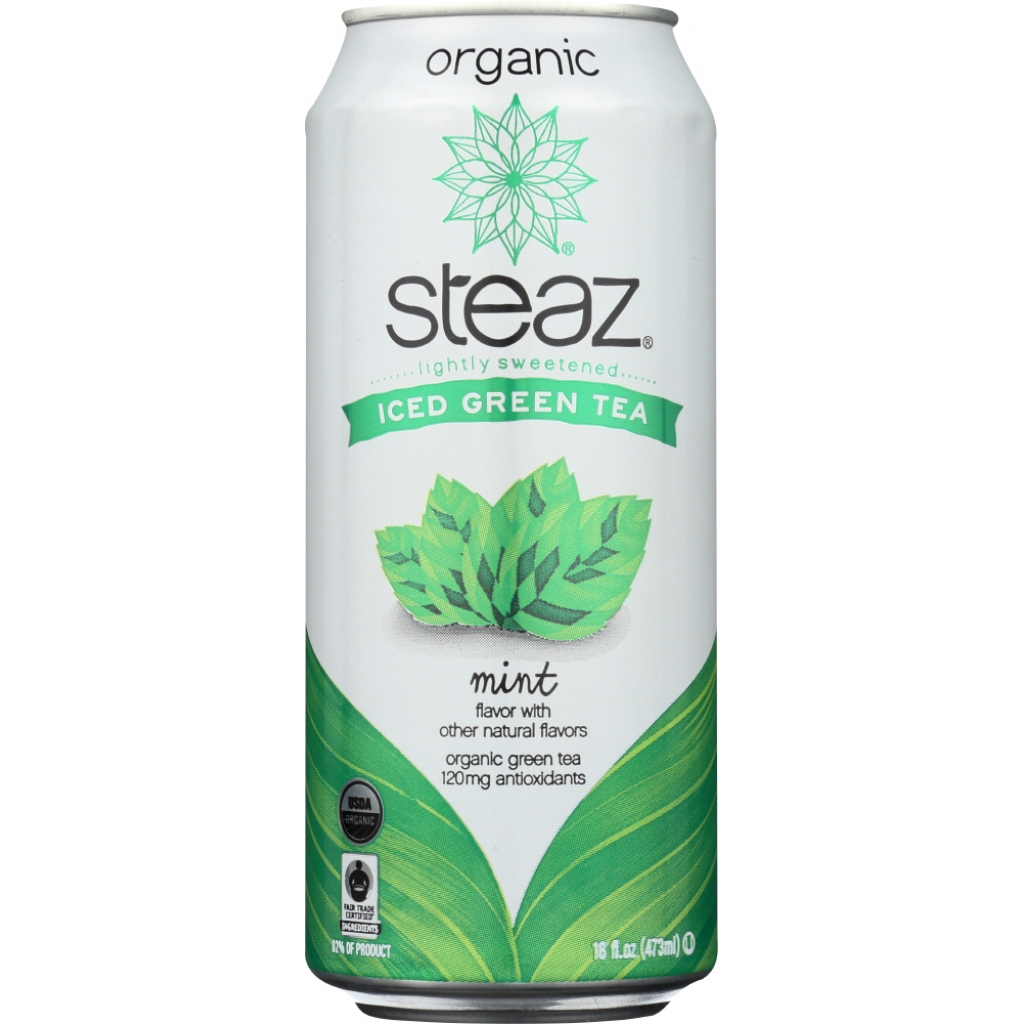 Organic Lightly Sweetened Mint Iced Green Tea, 16 oz