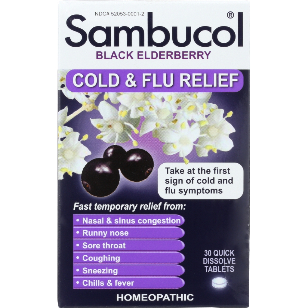 Black Elderberry Cold & Flu Relief - 30 Quick Dissolve Tablets