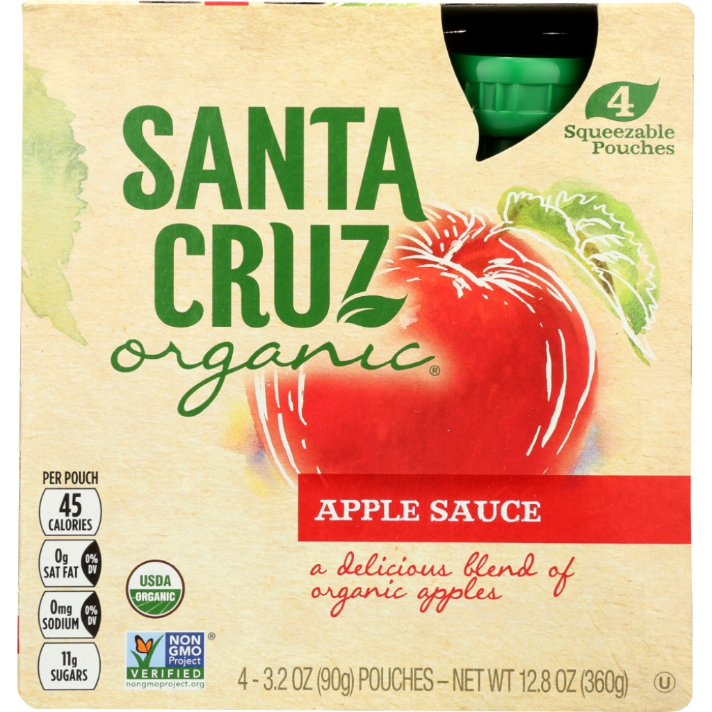 Organic Apple Sauce 4-Pack, 12.8 oz