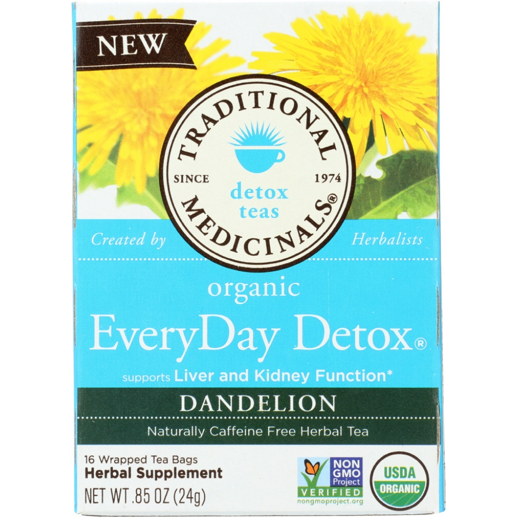 Organic Everyday Detox Dandelion Herbal Tea - 16 Tea Bags, 0.85 oz