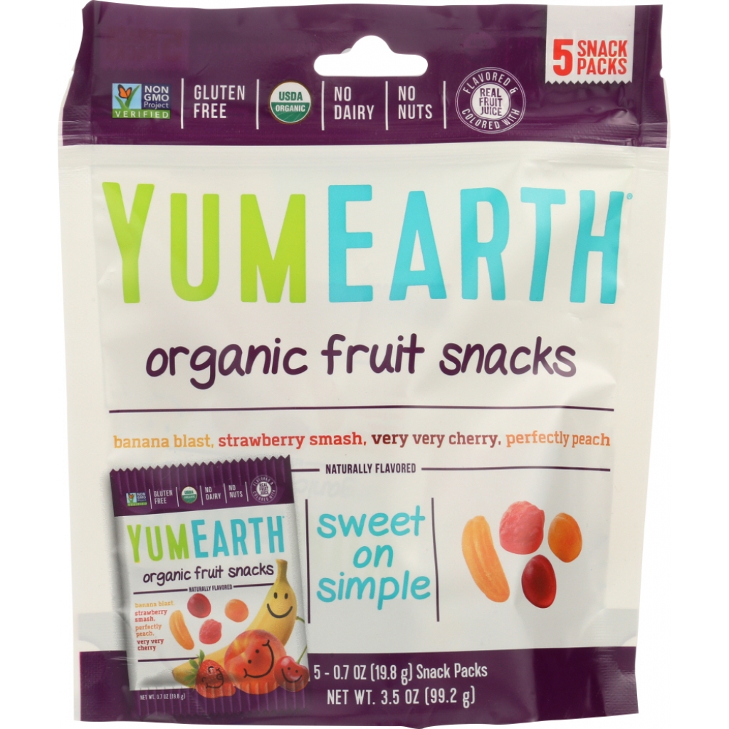 Organic Fruit Snacks (5 Snack Packs) - 3.5 oz