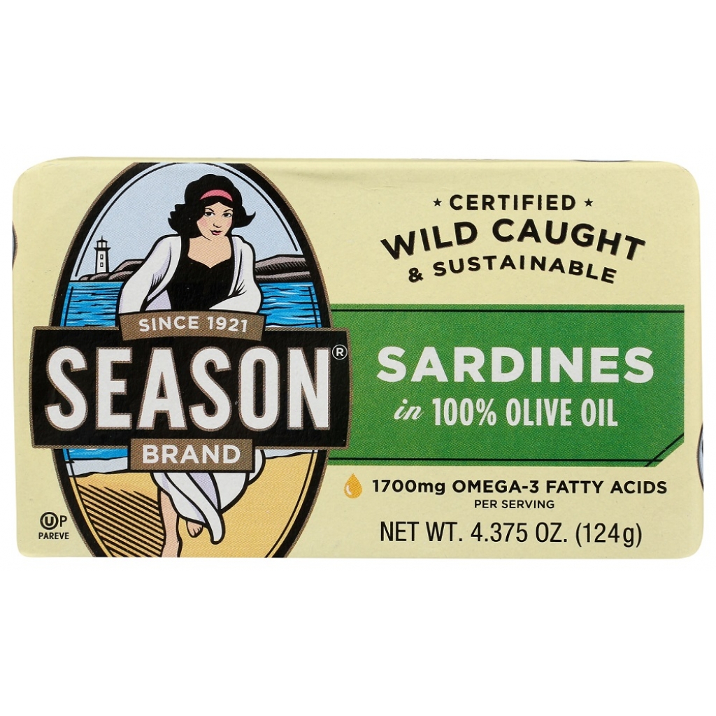 Sardines in 100% Olive Oil - Wild Caught, 4.375 oz