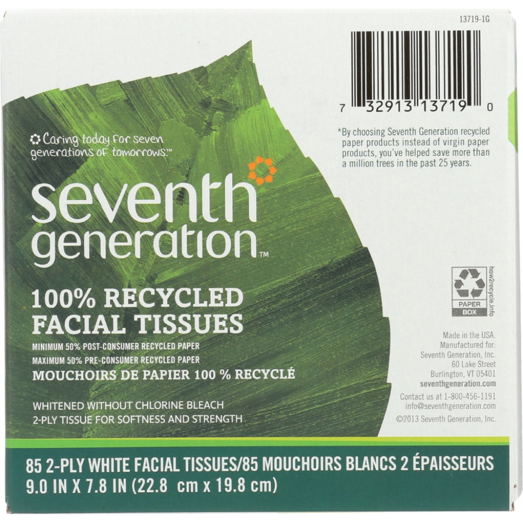 100 Percent Recycled Facial Tissue, 85 Count