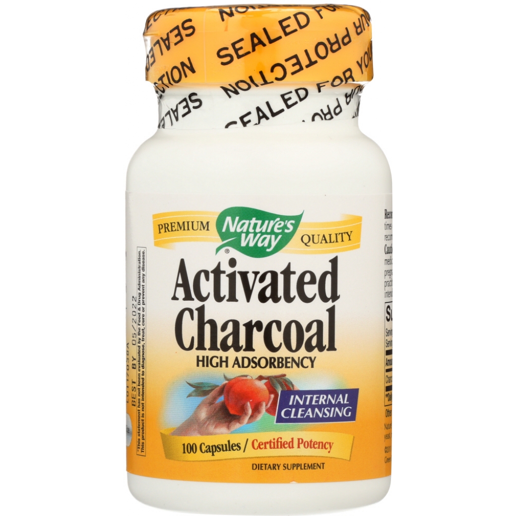 100% Natural Activated Charcoal - Digestive Health Support, 100 capsules