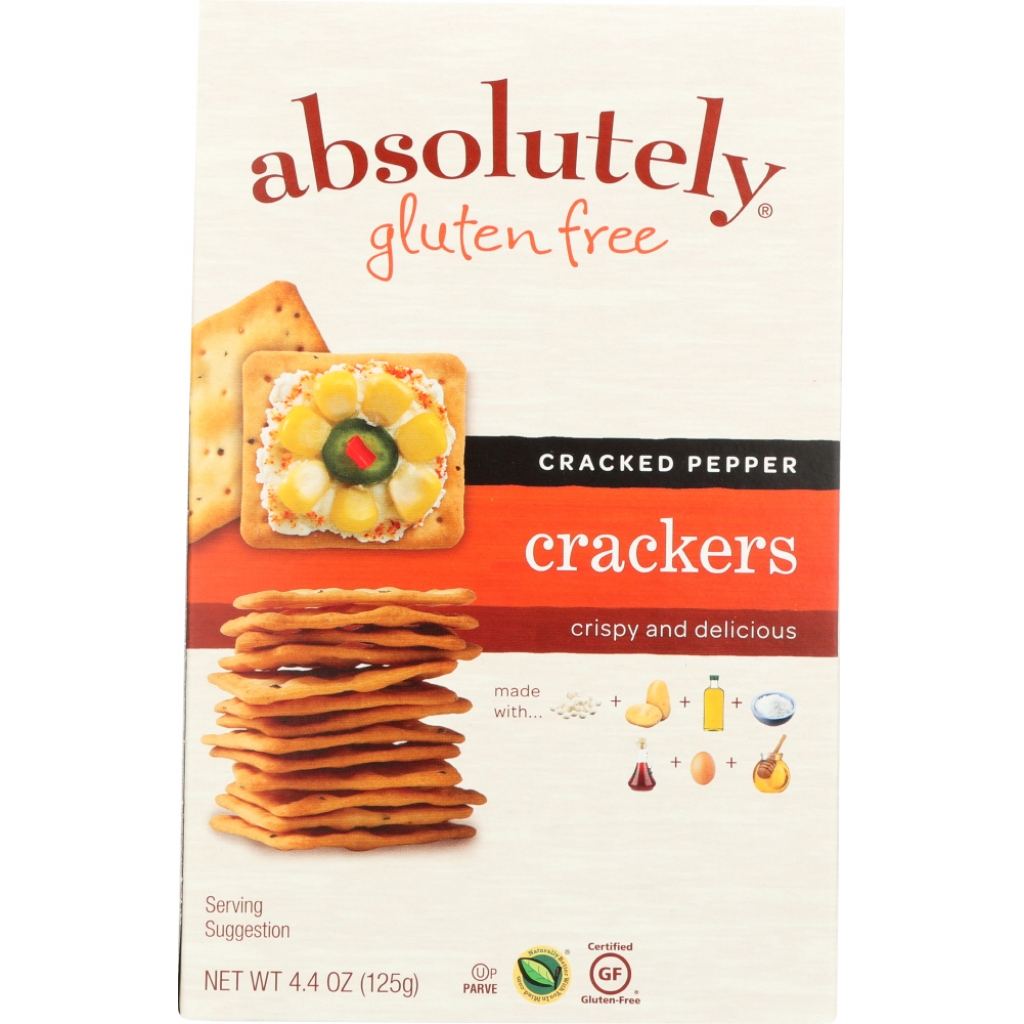 Absolutely Gluten Free Cracked Pepper Crackers - 4.4 oz Flavorful Snack