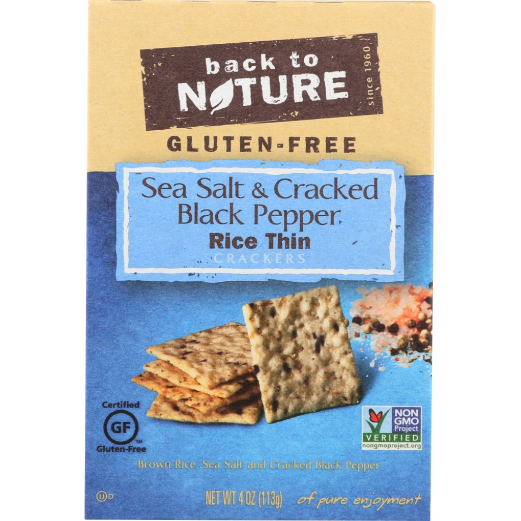 Gluten-Free Sea Salt & Cracked Black Pepper Rice Thin Crackers - 4 oz