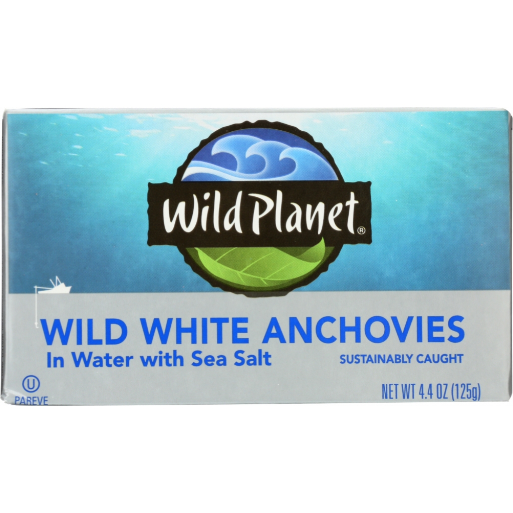 Wild White Anchovies in Water, 4.4 oz