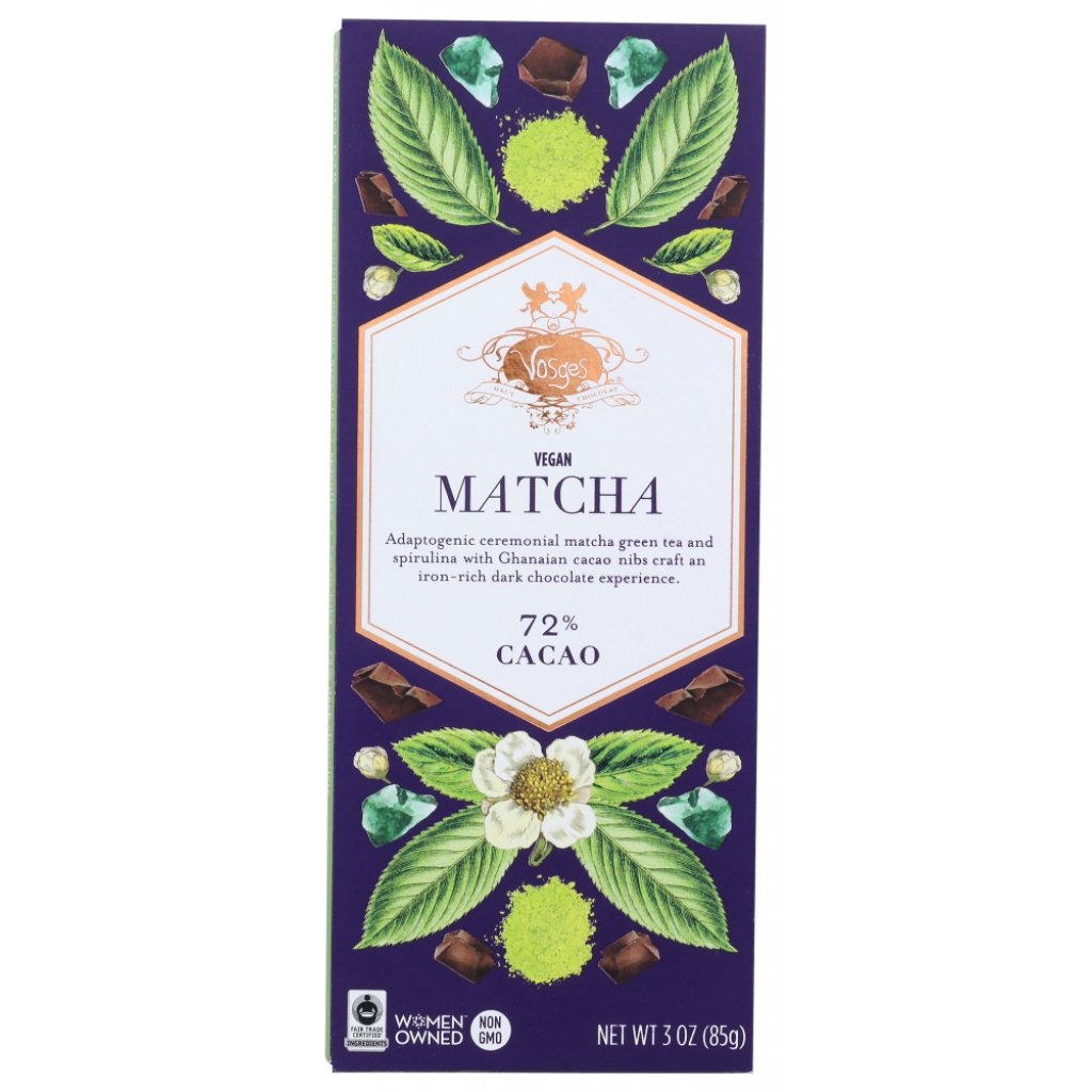 Matcha Green Tea & Spirulina Super Dark Chocolate Bar, 3 oz