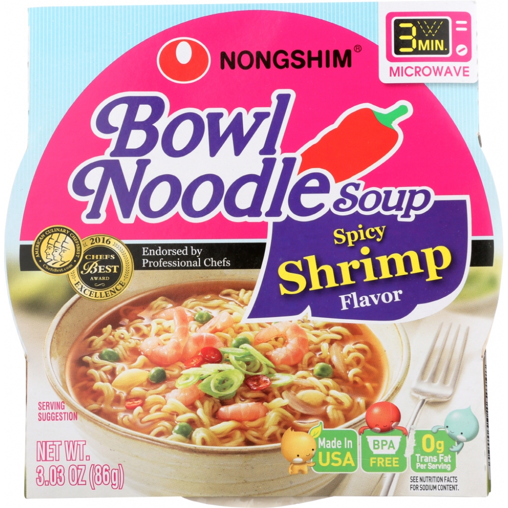 Nongshim Spicy Shrimp Soup Bowl Noodle, 3.03 oz