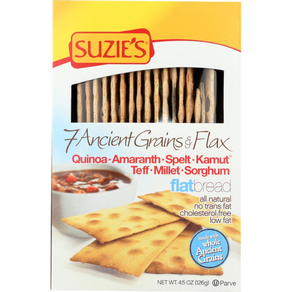 Suzies 7 Grain and Flax Flatbread - Nutritious Snack, 4.5 oz