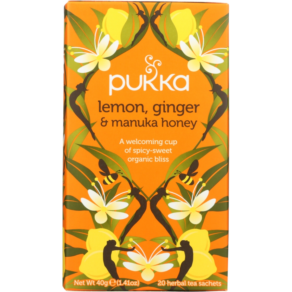 Lemon Ginger and Manuka Honey Herbal Tea, 20 bags