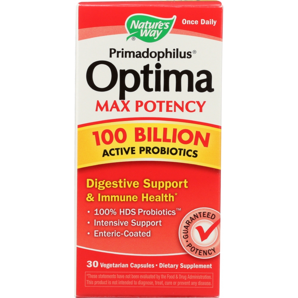 Primadophilus Optima Probiotic, 100 Billion CFUs, 30 Vegetable Capsules