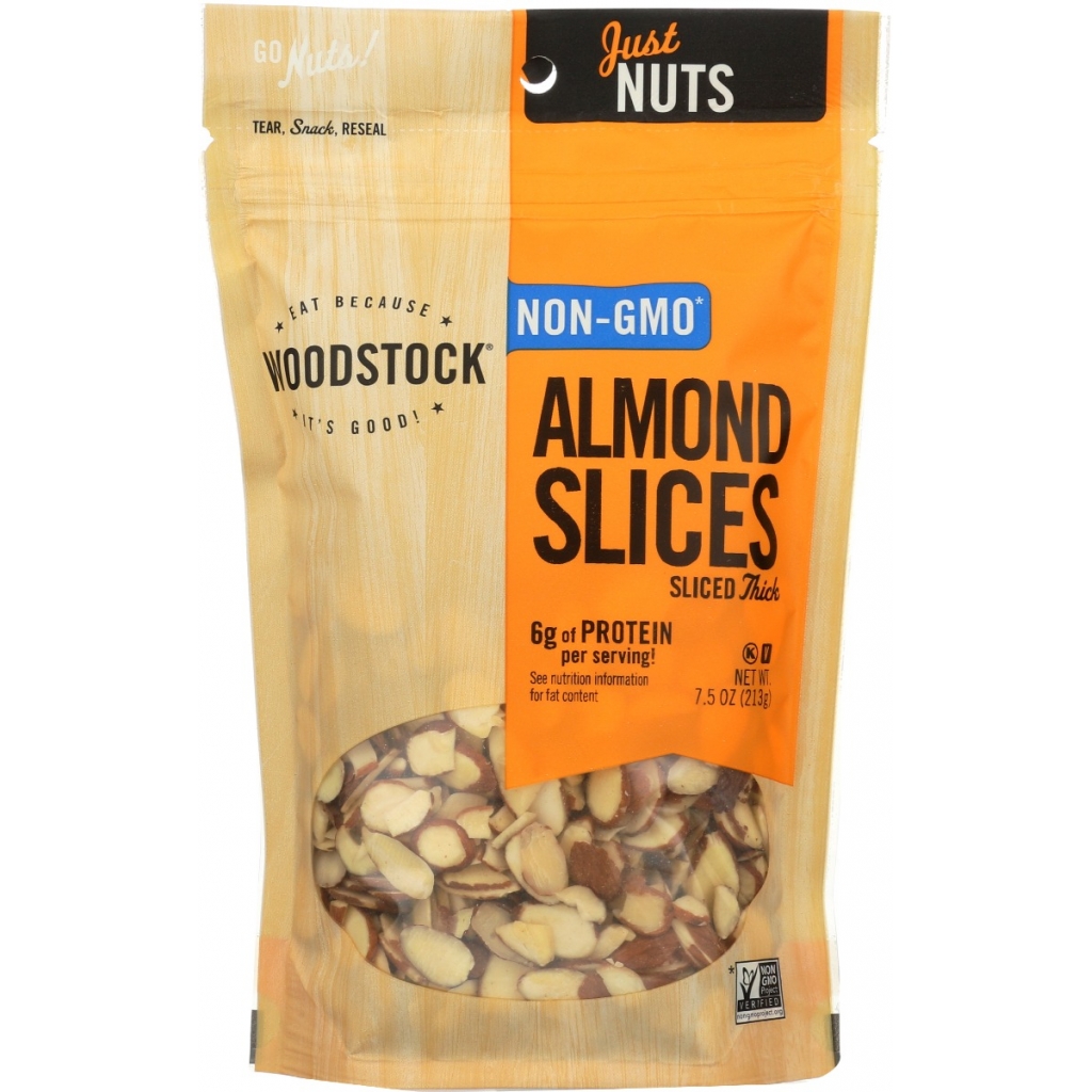 Thick Sliced Raw Almonds - Nutritious Snack, 7.5 oz