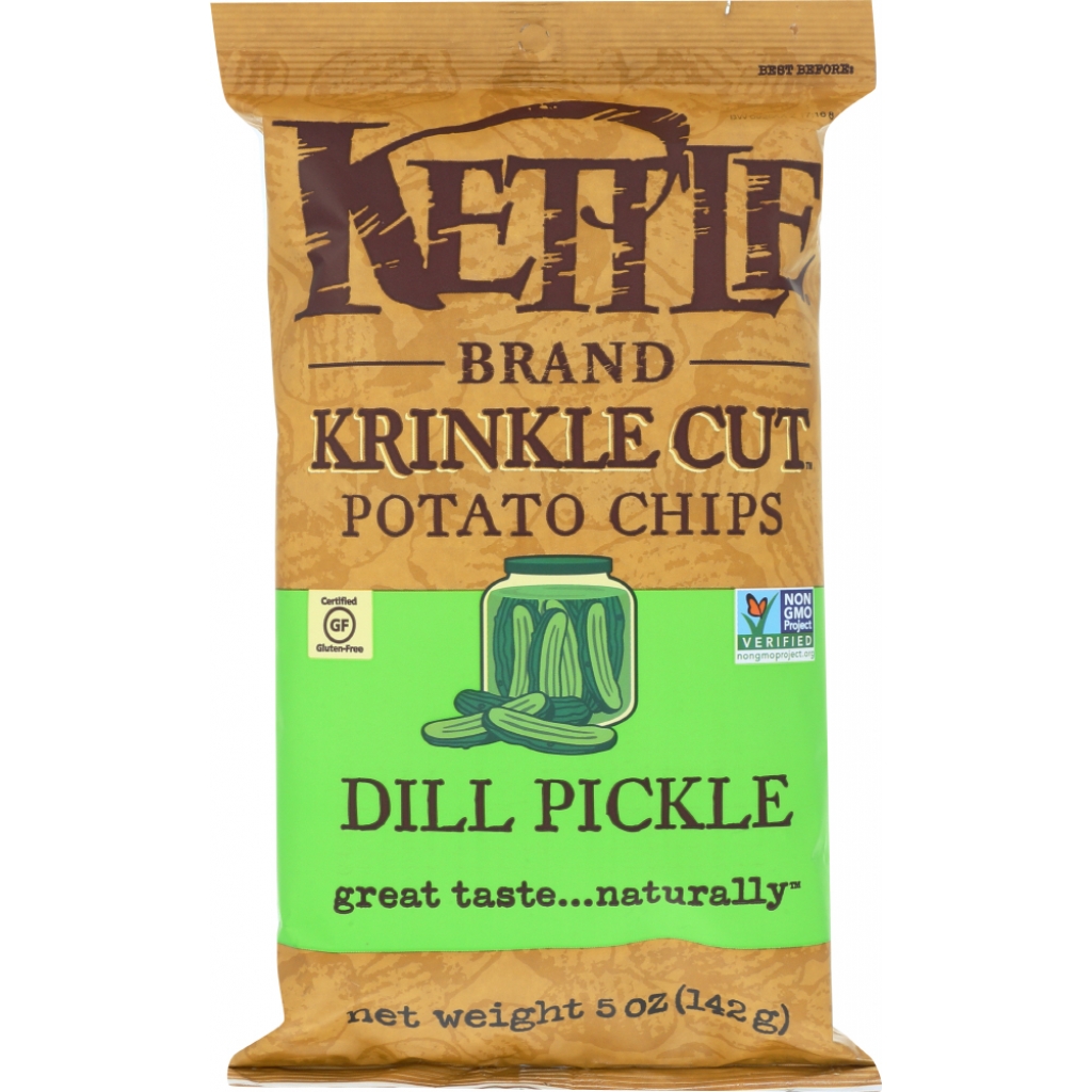 Dill Pickle Krinkle Cut Potato Chips - Tangy Crunch, 5 oz