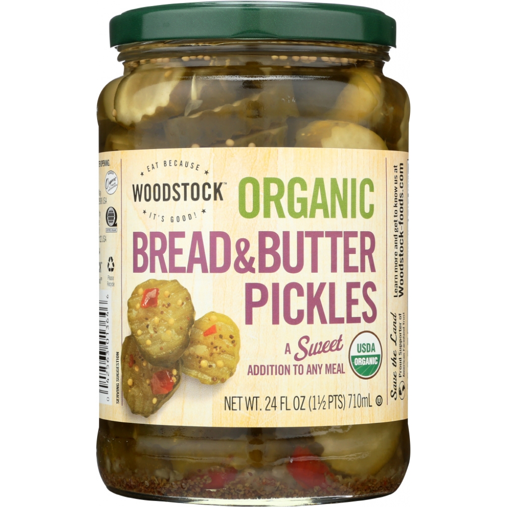 Woodstock Organic Sweet Bread and Butter Pickles - 24 oz