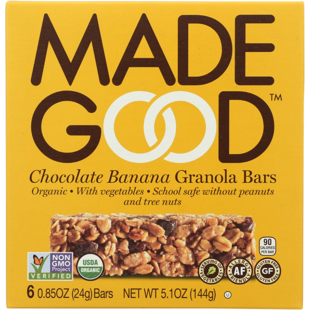 Chocolate Banana Granola Bars - Sweet & Nutritious Snack, 5.1 oz