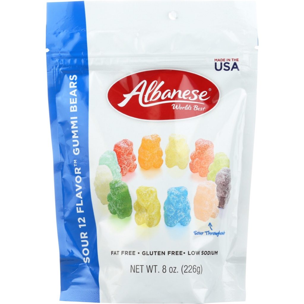 Sour Gummy Bears, 12 Variety Flavors, 8 oz